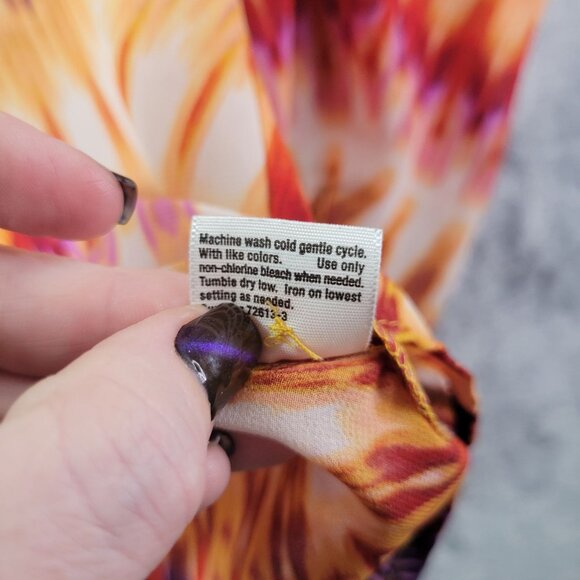 A.N.A A New Approach Women Blouse 2X Multicolor Geometric Print Long Sleeve Boho - Picture 8 of 10